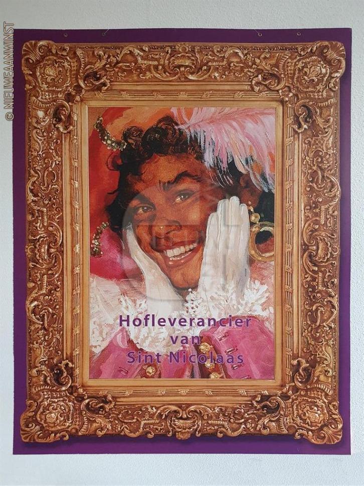 Authentiek Bijenkorf reclamebord zwarte Piet Hofleverancier, Diversen, Sinterklaas, Zo goed als nieuw, Verzenden