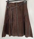 Mooie echt leren rok van Promod - maat 40, Kleding | Dames, Rokken, Ophalen of Verzenden, Zo goed als nieuw, Bruin, Knielengte