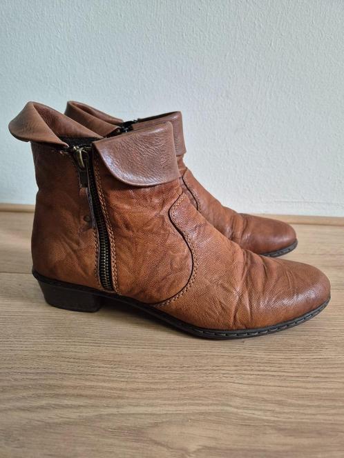 Sch68 - Cognackleurige Rieker laarsjes maat 41 (1), Kleding | Dames, Schoenen, Zo goed als nieuw, Zwart, Ophalen of Verzenden
