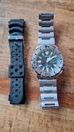 Seiko 1st Gen Black Monster Automaat + 2 banden, Ophalen, Gebruikt, Seiko