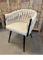 Magazijn leegverkoop set 4 eetstoelen stof gevlochten nieuw, Overige kleuren, Nieuw, Ophalen of Verzenden, Metaal