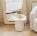 By-Boo Organische Bijzettafel Seki Wit design mid-century, Minder dan 55 cm, Ophalen of Verzenden, Zo goed als nieuw, Ovaal