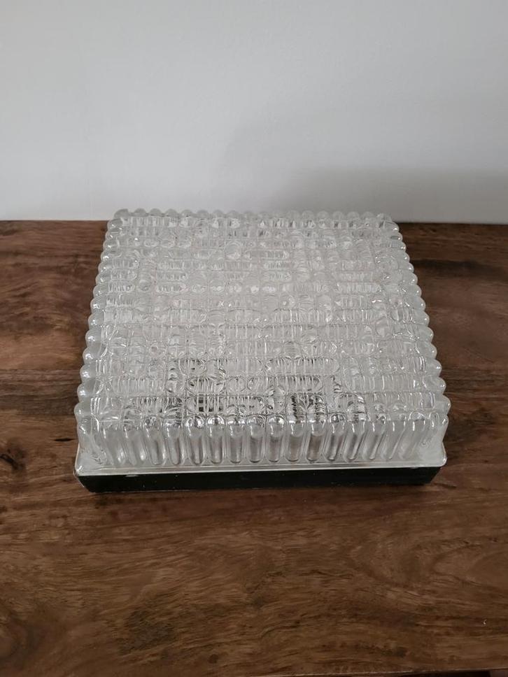 Vintage glazen plafondlamp/plafonniere, Huis en Inrichting, Lampen | Plafondlampen, Zo goed als nieuw, Ophalen of Verzenden