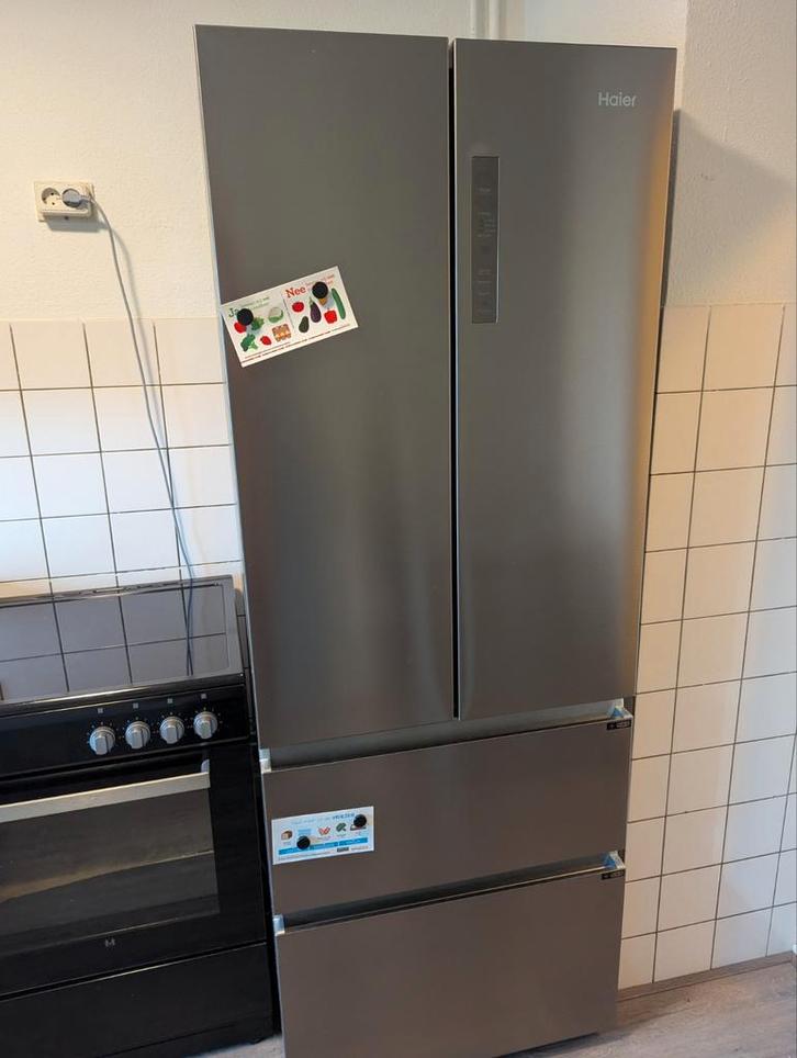 Haier HB17FPAAA - Grote koel-vriescombinatie RVS - koelkast, Witgoed en Apparatuur, Koelkasten en IJskasten, Gebruikt, Met aparte vriezer