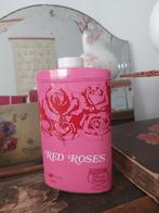 Brocante groot oud talkpoeder blik roze red roses addis 19cm, Ophalen of Verzenden, Zo goed als nieuw, Parfumfles