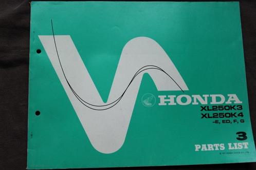 Honda XL250 K3 K4 1977 motorcycle parts list XL 250, Motoren, Handleidingen en Instructieboekjes, Honda, Ophalen of Verzenden