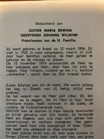 Zr Wilmink 1896 Sneek 1974 Nijmegen, Ophalen of Verzenden, Bidprentje