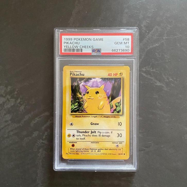 Pokémon #58 Pikachu Base Set PSA 10, Hobby en Vrije tijd, Verzamelkaartspellen | Pokémon, Zo goed als nieuw, Ophalen of Verzenden