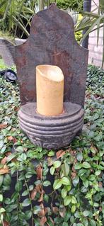Brocante Houten Wand Ornament met Kaarsenhouder, Antiek en Kunst, Ophalen of Verzenden