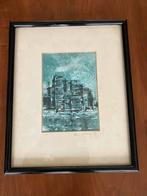 Abstract schilderij Oscar Lormans aquarel olieverf, Ophalen of Verzenden