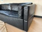 Zwarte leren 3-persoons bank, Huis en Inrichting, Banken | Bankstellen, Driepersoons, Ophalen of Verzenden, Zo goed als nieuw