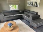 Leolux hoekbank howlazy antraciet leer, Ophalen, Gebruikt, Hoekbank, Leer