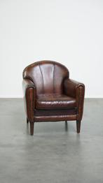 Karaktervolle vintage design fauteuil van schapenleer, Ophalen, Gebruikt, 50 tot 75 cm, 75 tot 100 cm