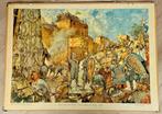 Schoolplaat / Kruisvaarders Jeruzalem / 77 x 107 / Karton, Antiek en Kunst, Antiek | Schoolplaten, Ophalen, Geschiedenis