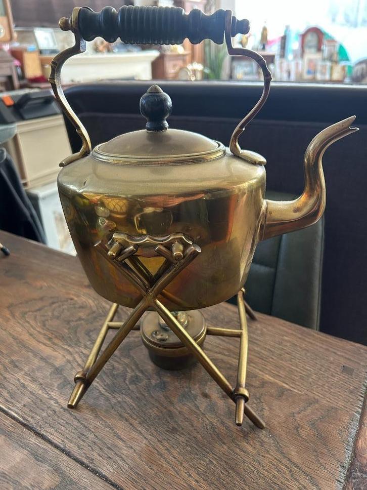 vintage koperen theepot van Souter&Sons met onderstel, Antiek en Kunst, Antiek | Koper en Brons, Koper, Ophalen of Verzenden