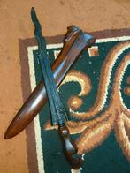 Keris Kebo Dhendeng 5 Luk Pamor Keleng Sandang Walikat SVB62, Antiek en Kunst, Verzenden