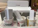 Steden Mokken Set - Parijs, Londen, New York, Huis en Inrichting, Keuken | Servies, Ophalen, Keramiek, Zo goed als nieuw, Overige stijlen
