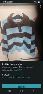 Ambika Gebreide Trui Lichtblauw/Bruin - One Size, Maat 38/40 (M), Blauw, Ophalen of Verzenden, Zo goed als nieuw