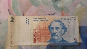 biljet Argentinië - 2 Pesos beschikbaar voor biedingen