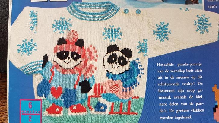 Pandabeertjes trui breipatroon, Hobby en Vrije tijd, Breien en Haken, Zo goed als nieuw, Breien, Patroon of Boek, Verzenden