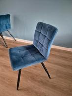 4 Blauwe Eetkamerstoelen - Gebruikt, Huis en Inrichting, Stoelen, Ophalen, Gebruikt, Blauw, Metaal