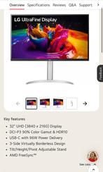 LG 32UP550W 32" 4K UHD Monitor - USB-C & HDR10, Computers en Software, Monitoren, IPS, In hoogte verstelbaar, Ultra HD (4K), 5 ms of meer
