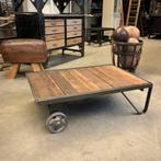 Oude palletwagen, industriële salontafel, tafel, vintage, Ophalen of Verzenden