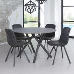Eetkamer tafel betonlook met stoelen, Industrieel, 100 tot 150 cm, 150 tot 200 cm, Rond