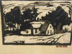 Mooie Houtsnede Boerderij tafereel op dun papier, Antiek en Kunst, Kunst | Etsen en Gravures, Ophalen of Verzenden