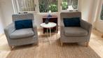 2 lichtgrijze Ikea fauteuils met poten van beukenhout, Huis en Inrichting, Fauteuils, Ophalen, Gebruikt, Minder dan 75 cm, Stof