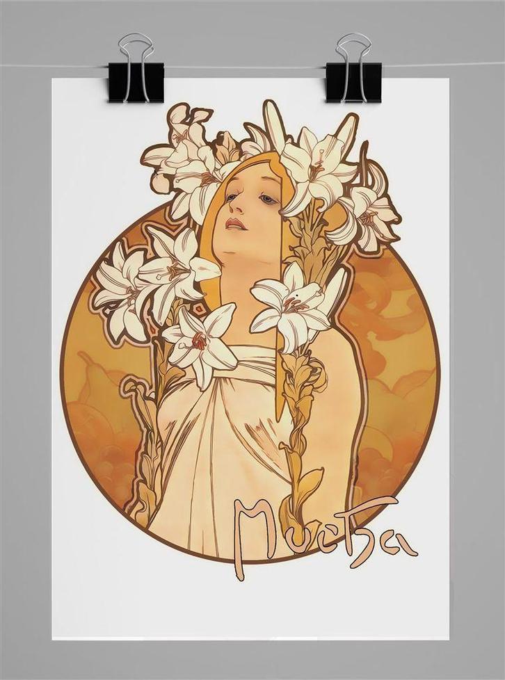 ALPHONSE MUCHA Retro Jugendstil Art Poster, Verzamelen, Retro, Overige typen, Ophalen of Verzenden