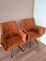 Roterende eetkamerstoelen cognac - set van 4, Huis en Inrichting, Stoelen, Ophalen, Bruin, Zo goed als nieuw, Metaal