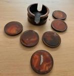 Onderzetters set vintage hout met marmerlaagje, Ophalen of Verzenden