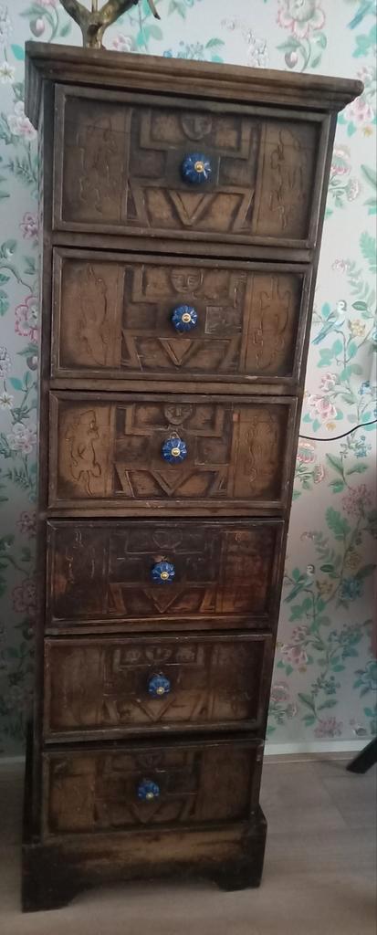 Koloniale Ladekast met 6 lades, Huis en Inrichting, Kasten | Dressoirs, Gebruikt, Minder dan 50 cm, 25 tot 50 cm, Met lade(s)