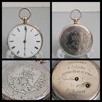 Antiek zilver,  deels verguld zakhorloge,  prachtige kast, Antiek en Kunst, Antiek | Goud en Zilver, Ophalen of Verzenden, Zilver