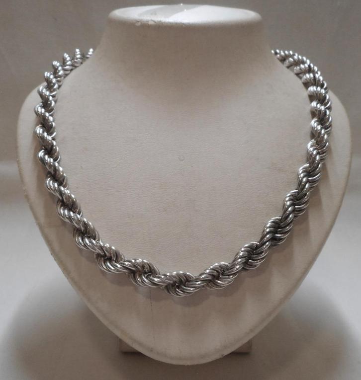 Zilveren royale zware Rope / koord  ketting nr.735, Sieraden, Tassen en Uiterlijk, Kettingen, Zo goed als nieuw, Zilver, Zilver