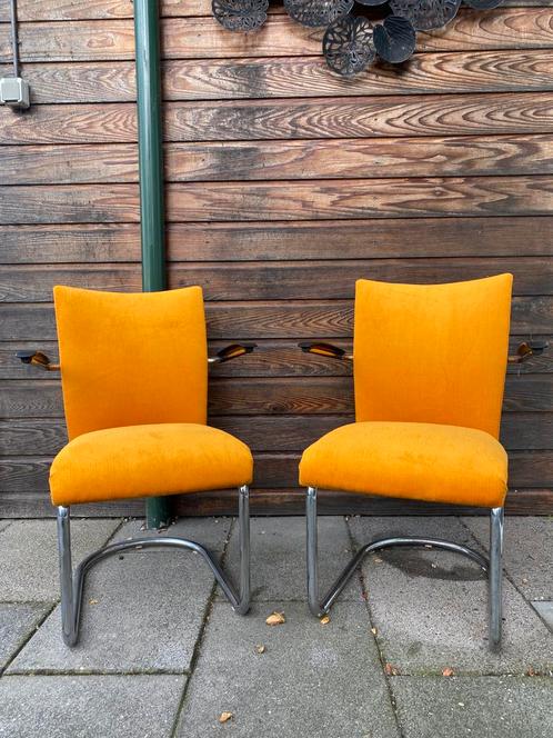 Set vintage Gispen de Wit fauteuils, Huis en Inrichting, Fauteuils, Metaal, Stof, 50 tot 75 cm, 75 tot 100 cm, Ophalen of Verzenden