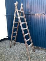 Stoere oude vintage houten ladder 2-delig trap 230cm, Antiek en Kunst, Curiosa en Brocante, Ophalen of Verzenden