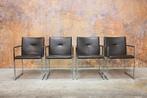 ZGANieuw 4 bruine leren Arco Frame design stoelen, Arco, Bruin, Design, Ophalen of Verzenden