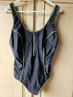 zwart/groen badpak, maat 48, Lineltex, Kleding | Dames, Badmode en Zwemkleding, Verzenden, Zwart, Badpak, Zo goed als nieuw