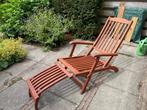 Hardhouten lounge stoel, Tuin en Terras, Ophalen, Zo goed als nieuw, Verstelbaar, Hout