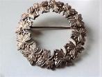 Mooie oude broche zilveren bloemenkrans, Ophalen, Zo goed als nieuw, Zilver, Zilver