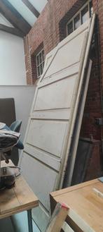 2 grote staldeuren hardhout. Paneel met hengen, Ophalen