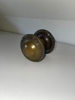 Antieke messing deurknop met rozet., Ophalen of Verzenden