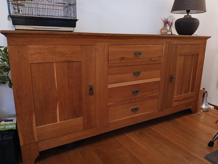 Dressoir eiken, Huis en Inrichting, Kasten | Dressoirs, Gebruikt, 200 cm of meer, 25 tot 50 cm, Met lade(s), Met deur(en), Met plank(en)