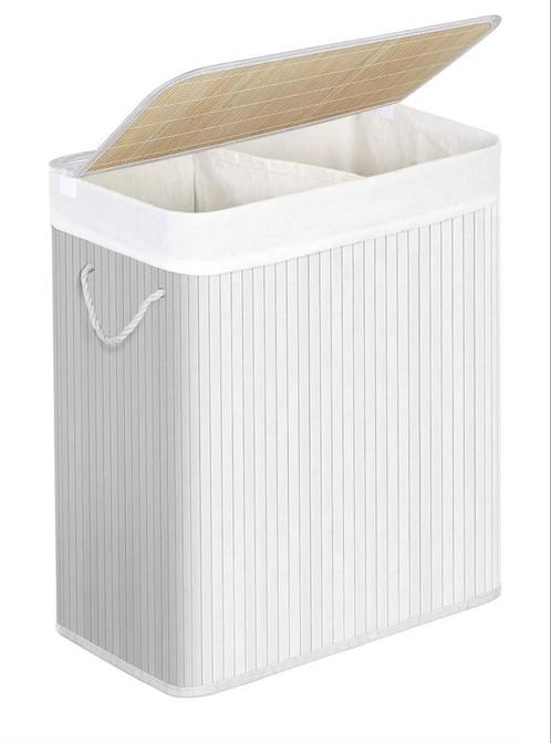 (NIEUW) witte bamboo wasmand, Huis en Inrichting, Badkamer | Badtextiel en Accessoires, Nieuw, Overige typen, Wit, Ophalen of Verzenden