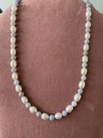 Edelstenen ketting chalcedoon & zoetwater parels -48 cm-, Ophalen of Verzenden, Zo goed als nieuw, Steen of Mineraal