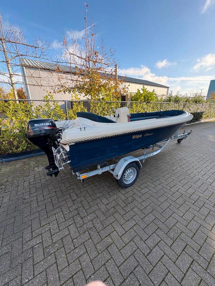 Sloep Riga met 15pk Suzuki (2007), Watersport en Boten, Sloepen, Gebruikt, 10 tot 30 pk, Buitenboordmotor, Benzine, Polyester