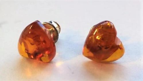 Mooie zilveren oorbellen met hartvormige barnsteen (7937-107, Sieraden, Tassen en Uiterlijk, Oorbellen, Nieuw, Zilver, Bruin, Ophalen