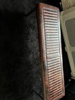 Bruin leren bankje met stalen poot, Ophalen, Zo goed als nieuw